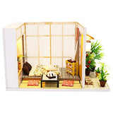 Dollhouse Miniature with Furniture,DIY 3D Wooden Doll House Kit Japanese Style House Plus Dust Cover and Music Movement,1:24 Scale Creative Room Idea Best Gift for Children Friend Lover S902