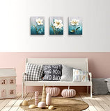 Modern Abstract White Flower Canvas Wall Art for Bedroom Wall Decor Picture Artwork Bathroom Decoration 12" x 16" x 3 Pieces