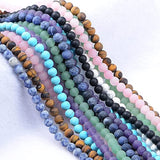 FYGEM Natural Stone Beads 300pcs Mixed 6MM Round Genuine Real Beading Loose Gemstone Hole Size 1mm DIY Charm Smooth Beads for Bracelet Necklace Earrings Jewelry Making (Matte Stones Mix 300pcs, 6MM)