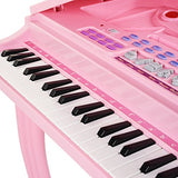 Princess Piano Pink Grand Musical Multifunction Electronic Keyboard with Bench and Microphone for Baby Girl Child Toddlers 37 Key