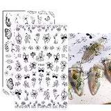 JMEOWIO 12 Sheets Spring Black White Flower Nail Art Stickers Decals Self-Adhesive Pegatinas Uñas Summer Butterfly Leaf Floral Nail Supplies Nail Art Design Decoration Accessories