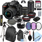 Nikon D5600 DSLR Camera with 18-55mm VR and 70-300mm Lenses + 128GB Card, Tripod,Back-Pack,Filters, 2X Telephoto Lens, HD Wide Angle Lens, Hood, Lens Pouch, and More (28pcs)