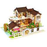 Roroom Dollhouse Miniature with Furniture,DIY 3D Wooden Doll House Kit Chinese Courtyard Style Plus with LED and Music Movement,1:24 Scale Creative Room Idea Best Gift for Children Friend Lover