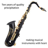 EASTROCK Tenor Saxophone B Flat Black/Gold Laquer Sax Students Beginner With Updated Carrying Case,Reeds,Cleaning Kit,Gloves,Neck Straps,Mouthpieces