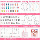 Filluck 90 Pieces Charm Bracelet Making Kit for Girls DIY Jewelry Making Kit with Christmas Supplies Introduction and Grid Box,Birthday Gift Craft for Teen Girls 8-12