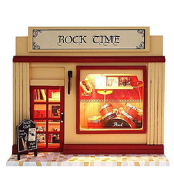 Flever Dollhouse Miniature DIY House Kit Creative Room with Furniture and Cover for Romantic Valentine's Gift(Rock Times)