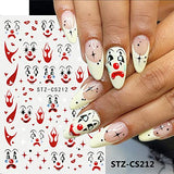 ZJHGDR 6Sheets Funny Nail Art Stickers Decals, Cartoon Clown Nail Decals 3D Self Adhesive Nail Art Supplies Scary Smiling Face Flame Nail Designs Masquerade Nail Art Decorations for Women Girls