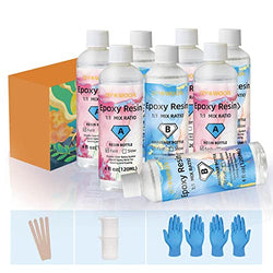 32.5 oz Epoxy Resin Kit Liquid Resin Supplies Glass Crystal Clear 4 Sets 1:1 Resina Epoxica Transparente with Hardener Kit Fast Cure Food Grade for Tumblers Crafts Jewelry Molds for Beginners