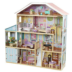 KidKraft KidKraft Grand View Mansion Wooden Dollhouse with EZ Kraft Assembly, Elevator, Garage, Attic Nursery and 34 Accessories ,Gift for Ages 3+