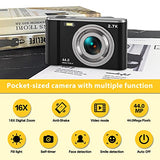 Digital Camera, Lecran Vlogging Camera with 16X Digital Zoom, 2.88" IPS Screen, Compact Portable Mini Cameras for Students, Teens, Kids (2.7K Black)