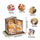 WYD DIY Dollhouse Miniature Furniture Three-Story Duplex Loft Villa Model Wooden Dollhouse Kit Dust-Proof and Music Mobile 1:24 Ratio Creative Room Teenager Furniture Birthday Gift (Slow Time)