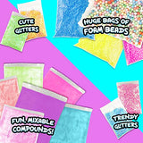 COMPOUND KINGS Mix & Mash Deluxe Slime Slime Kit for Girls & Boys | Sensory Toys Non-Toxic & Non-Sticky | Stress Relieving Tactile | (Fluffy, Clear Slime, Foam Beads & Glitter Mix Ins)