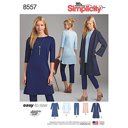 Simplicity US8557A Easy to Sew Women's Knit Pants, Tunic, Duster, and Dress Sewing Patterns, Sizes XXS-XXL