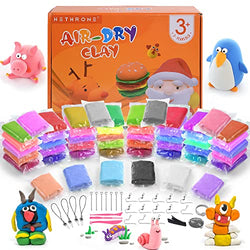Hethrone Air Dry Clay - Polymer Clay Modeling Clay Model Magic with Sculpting Tools, 50 Colors Soft and Ultra Light Art Supplies Kids Crafts for Boys and Girls