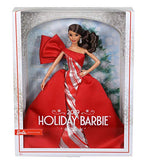 Barbie 2019 Holiday Doll, 11.5-Inch, Wavy Brunette, Wearing Red and White Gown, with Doll Stand and Certificate of Authenticity