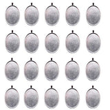 IGOGO 20 PCS Oval Pendant Trays Pendant Blanks Cameo Bezel Cabochon Settings - 30x40 mm Silver