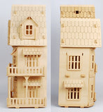 NWFashion Children's 17" Wooden 6 Rooms DIY Kits Assemble Miniature Doll House 3D Puzzle (Gothic)