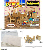 Puzzled 3D Puzzle Dining Room Dollhouse Set Wood Craft Construction Model Kit, Fun & Educational DIY Wooden Toy Assemble Model Unfinished Crafting Hobby Puzzle to Build & Paint for Decoration 29 Piece