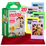 Fujifilm Instax Mini Instant Film (20 Sheets) Instax Mini + 5 Picture Frames + FiberTique Cleaning Cloth (USA Warranty)