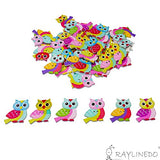RayLineDo 30pcs Night Owl Buttons 2 Holes Various Colors Wooden Buttons for DIY Sewing and Crafting