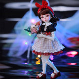 Y&D 1/6 BJD Dolls 11.4" Ball Joints SD Dolls DIY Toy Action Figure with Gorgeous Dress Nice Shoes Socks Soft Red Brown Wig Exquisite Makeup for Birthday Gift
