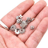 Buorsa 160Pcs Tibetan Style Alloy Flower Bead Caps Assorted 8 Different Shape Metal Spacer Beads