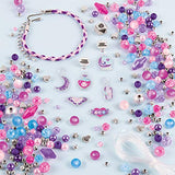 Make It Real - Crystal Dreams: Spellbinding Jewelry & Gems - DIY Charm Bracelet Making Kit - Friendship Bracelet Kit with Beads, Charms & Cord - Arts & Crafts Bead Kit for Girls - Makes 8 Bracelets