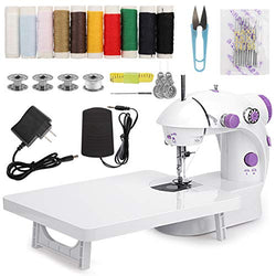MinRi Mini Sewing Machine with Upgrade Extension Table Adjustable Double Threads and Two Speeds Portable Crafting Mending Machine Sewing Kit for Household, Travel, Kids, Beginners