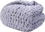 Chunky Chenille Yarn for Blanket Arm Knitting Luxury Soft Hand-Knitted Thick Polyester Throw Home Decor DIY Gift(Light Gray,8oz/250g/24yards)