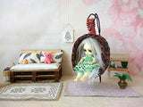 Hanging swing chair for doll. Hammock sitting nest in 1/12 scale. Doll woven seat. Wicker for doll.