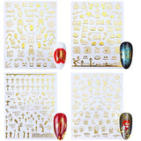 9 Sheets Halloween Nail Stickers 3D Nail Art Decorations Gold Self-Adhesive Nail Decals Skull Witch Pumpkin Cat Ghost Cross Nail Art Design Halloween Party Favor Manicure Accessories