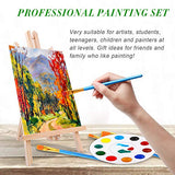 Acrylic Painting Set with 1 Wooden Easel 3 Canvas Panels30 pcs Nylon Hair Brushes 3 PCS Paint Plates and 2 PCS of 12ml Acrylic Paint in 12 Colors for Acrylic Painting Artist Professional Kit