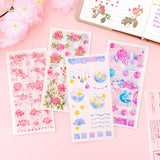 Watercolor Vintage Washi Scrapbooking Flowers Stickers Set for Journaling ( 6 Pack 36 sheets ) - Floral Aesthetic Decorative Planner Sticker for Scrapbooking, Bullet Journals ,Album , Kid DIY Arts Crafts, Junk Journal, Calendars and Notebook