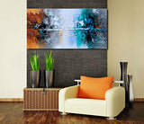 Hand Painted Oil Painting on Canvas Lake Landscape Wall Art Modern Abstract Home Decor