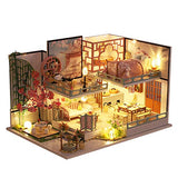 WYD DIY Duplex Loft Cabin House Wooden Miniature Toy House Kit 3D Assembled Creative Dollhouse Adult Jigsaw Puzzle Gift with Dust Cover and Music (New Chinese Style)
