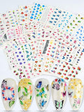 Spearlcable Nail Art Decoration Kit,50 Sheets Nail Stickers Crystal Rhinestones Set Holographic Butterfly Glitter Nail Foil Nail Tape Strips Iridescent Nail Sequins Flake for Acrylic Nail Art
