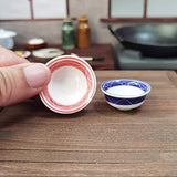ManFull Dollhouse, Dollhouse Accessories, Miniature Ornament, Dollhouse Food Play Decor Mini Hand-Painted Ceramic Bowl Model Toy DIY Props for Decoration or Education B
