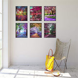 6 Pieces of 5D Full Diamond Adult Digital Painting Diamond Album, Children Adult, Beginner Housewarming Gifts, Z Landscape Pictures, Used for Home Wall Decoration 12 x 16 inches