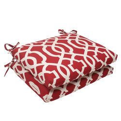 Pillow Perfect Indoor/Outdoor New Geo Squared Seat Cushion, Red, Set of 2