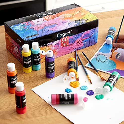 Acrylic Paint Set, Art Paints Crafts Acrylic Paint for Kids and Adults with  5 Brushes, Non Toxic Metallic Acrylic Paints for Wood Canvas Crafts Stone