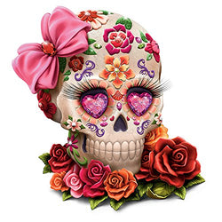 Margaret Le Van Sugar Skull Art Figurine with Faux Gems and Fabric Eyelashes by The Hamilton