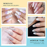 Morovan Acrylic Nail Kit,Acrylic Powder and Liquid Monomer Set with Acrylic Nail Brush Glitter Nail Tips and Other Basic Nail Art Decoration Supplies for Acrylic Nails Extension Beginner kit