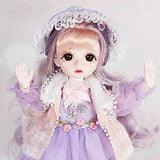 WELLVEUS Cute Girl Toys BJD Doll 1/6 Ball Jointed Body with Full Set Clothes Makeup DIY Dress up Toy for Kids