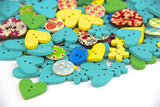 RayLineDo One Pack of Over 95pcs Lakeblue Colors Various Shapes 2 Holes Wood Buttons(15-20MM)