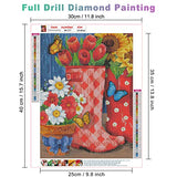 AIRDEA Flowers Diamond Art Kits for Adults Kids Round Full Drill 5D DIY Rain Boots Diamond Painting Kits Butterfly Diamond Art Painting Kits Flowers Picture Art for Home Wall Art Decor 11.8x15.7 inch