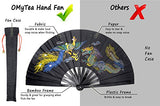 OMyTea Performance Large Hand Folding Fan - Chinese/Japanese Kung Fu Tai Chi Handheld Fan for