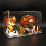 Cool Beans Boutique Miniature DIY Dollhouse Kit Wooden Chinese Villa River Walk with Dust Cover - Architecture Model kit (English Manual) (Chinese Villa)