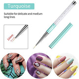 Beetles Nail Art Liner Brushes, Nail Gel Polish Painting Nail Art Design Brush Pen Set Diamond application Rhinestone Handle, Nail Dotting Painting Drawing Pen Size 5/7/9/11/20mm, 5Pcs