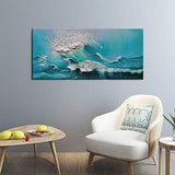 YaSheng Art - 24x48inch landscapes Abstract Art Painting，Oil Painting on Canvas Texture Blue Ocean scenery 3D Oil Painting Hand-Painted Abstract Artwork Canvas Wall Art Paintings Modern Home Decor Art