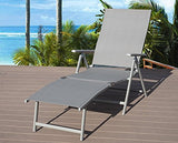 Kozyard Cozy Aluminum Beach Yard Pool Folding Reclining Adjustable Chaise Lounge Chair (Gray,1 Pack)